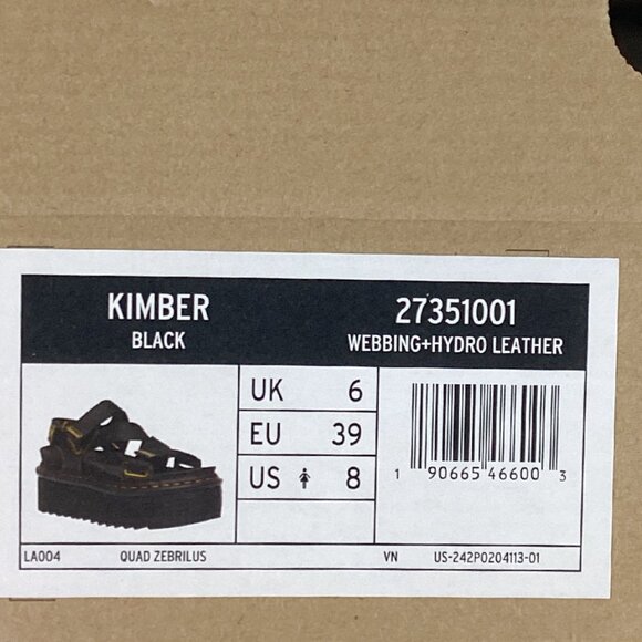 Dr Martens Kimber Hydro Leather Platform Sandal Black - Picture 3 of 11